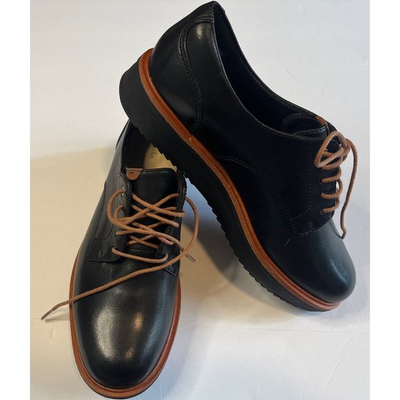 Clarks Teadale Rhea Womens 7M Leather Black Tan Lace Up Platform Oxford Shoes - Picture 2 of 16